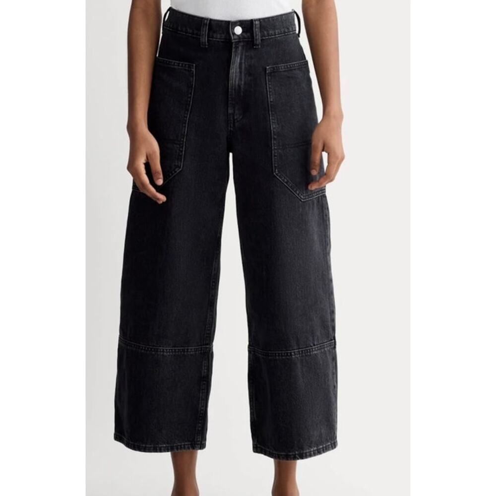 Everlane The Gardener Jean Black Organic Cotton Cropped Wide Leg Jeans 29